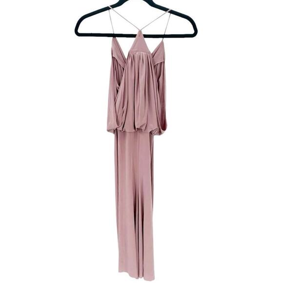 MISA Los Angeles Domino Tie Front Maxi Dress in Blush from Pink Size M NWT - Picture 5 of 13